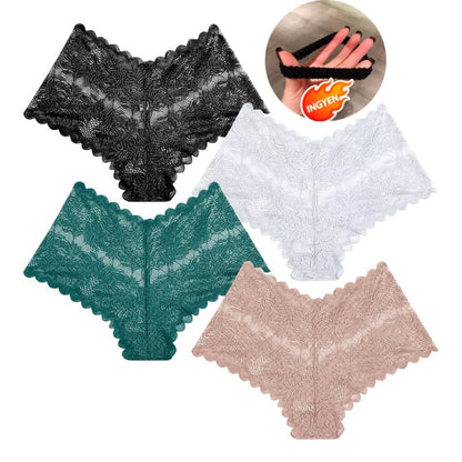 【✨ 1 + 3 ingyen - 4 db】Női szexi csipkés bugyi – Átlátszó, virágmintás fehérnemű 💋