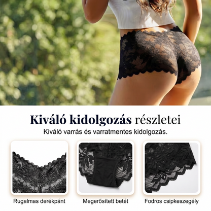 【✨ 1 + 3 ingyen - 4 db】Női szexi csipkés bugyi – Átlátszó, virágmintás fehérnemű 💋