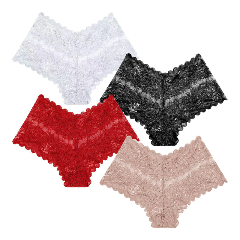 【✨ 1 + 3 ingyen - 4 db】Női szexi csipkés bugyi – Átlátszó, virágmintás fehérnemű 💋
