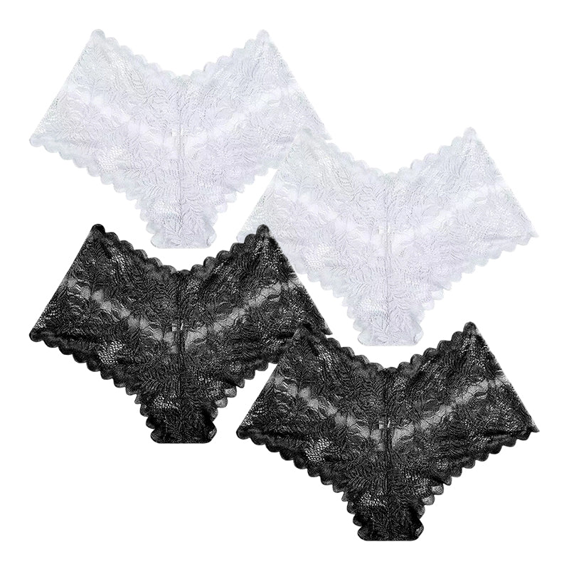 【✨ 1 + 3 ingyen - 4 db】Női szexi csipkés bugyi – Átlátszó, virágmintás fehérnemű 💋