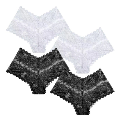 【✨ 1 + 3 ingyen - 4 db】Női szexi csipkés bugyi – Átlátszó, virágmintás fehérnemű 💋