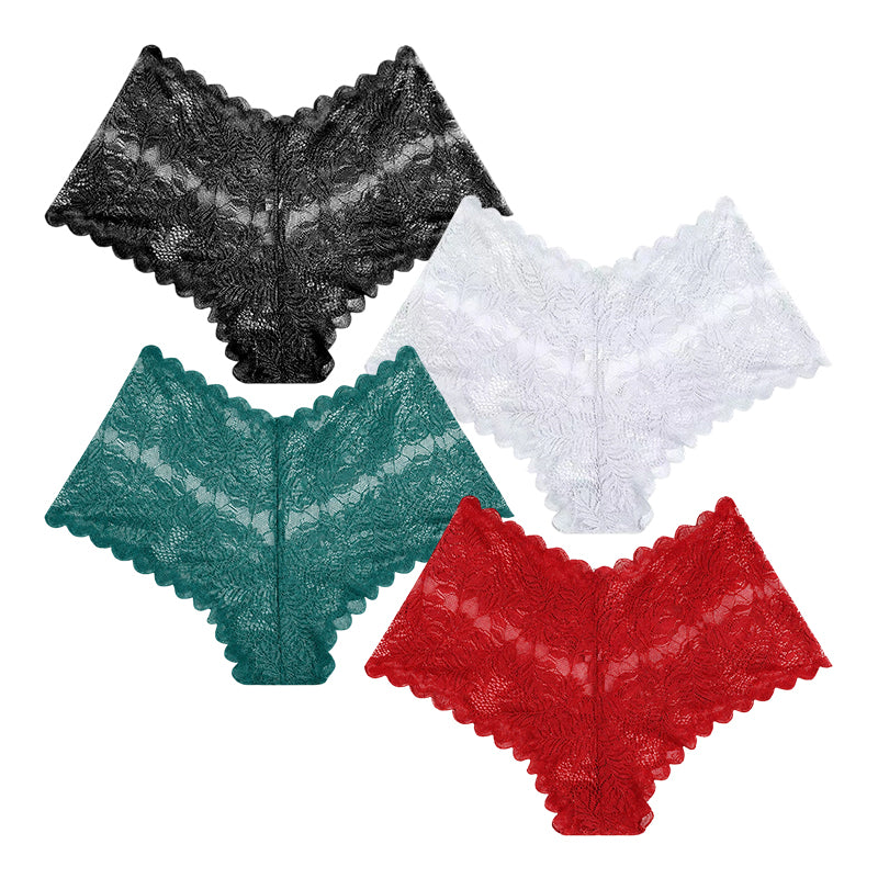 【✨ 1 + 3 ingyen - 4 db】Női szexi csipkés bugyi – Átlátszó, virágmintás fehérnemű 💋